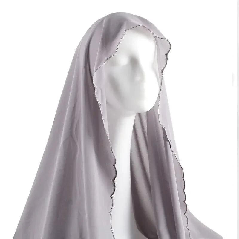 Châles Hijab en mousseline de soie pour femme, écharpe en dentelle, foulards unis, foulards pour femme, voile musulman 70*180cm