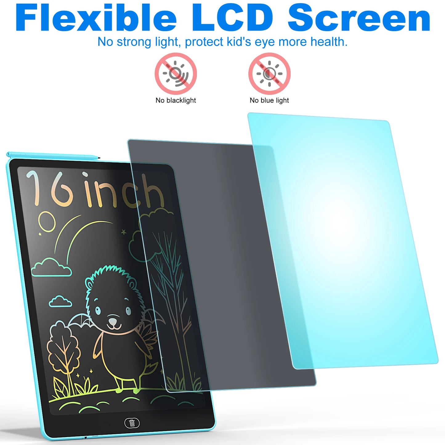 16 Inch LCD Writing Tablet, Large Electronic Drawing Board with Vibrant Colors, Erasable Screen, Perfect Educational Toys
