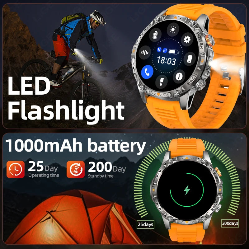 LIGE Nouvelle Montre Intelligente Militaire Hommes 1000mAh Batterie Super Capacité Bracelet Sportif Extérieur Moniteur de Fréquence Cardiaque Montre Connectée Étanche