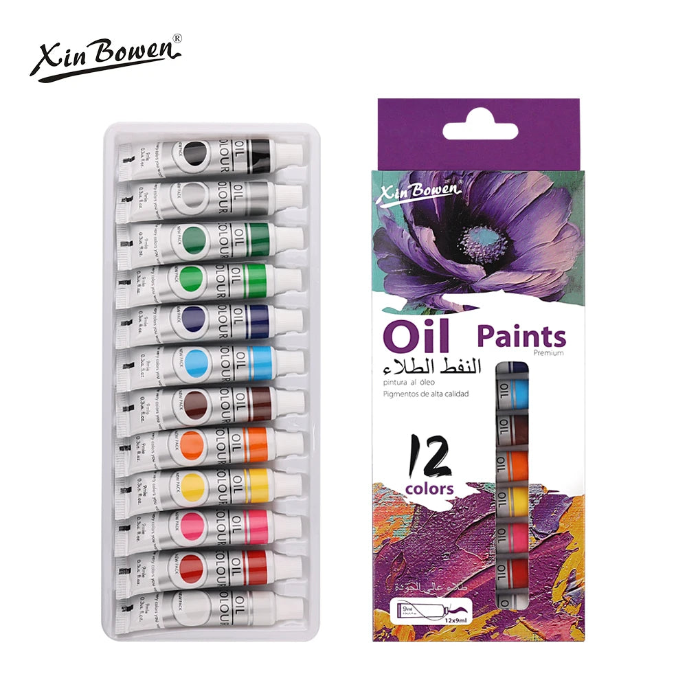 Lot de 12 couleurs de peinture à l'huile de 9 ml pour vêtements en tissu, dessin sur verre pour ongles, fournitures artistiques imperméables, vente en gros