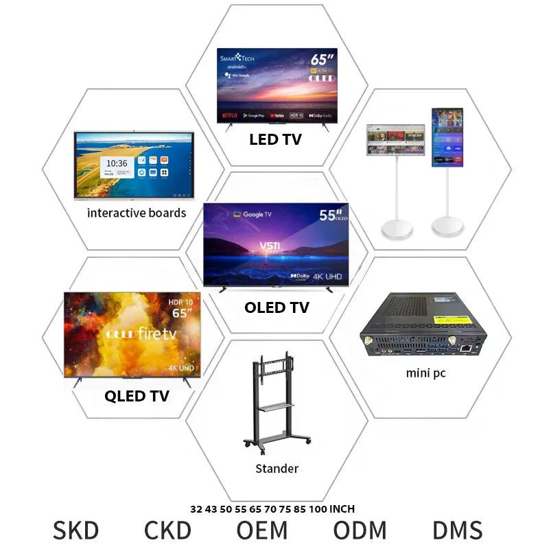 65 Zoll MiniLED OLED QLED 4K HD Fernseher 32 43 50 65 75 85 100 Zoll 4K Smart TV für Hotels und tragbaren Einsatz
