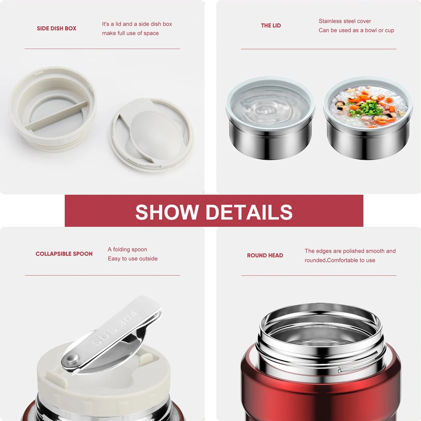 750ml Large Capacity Thermos Stainless Steel Jar Lunch Box Food Soup Container Food Flask Free With spoon