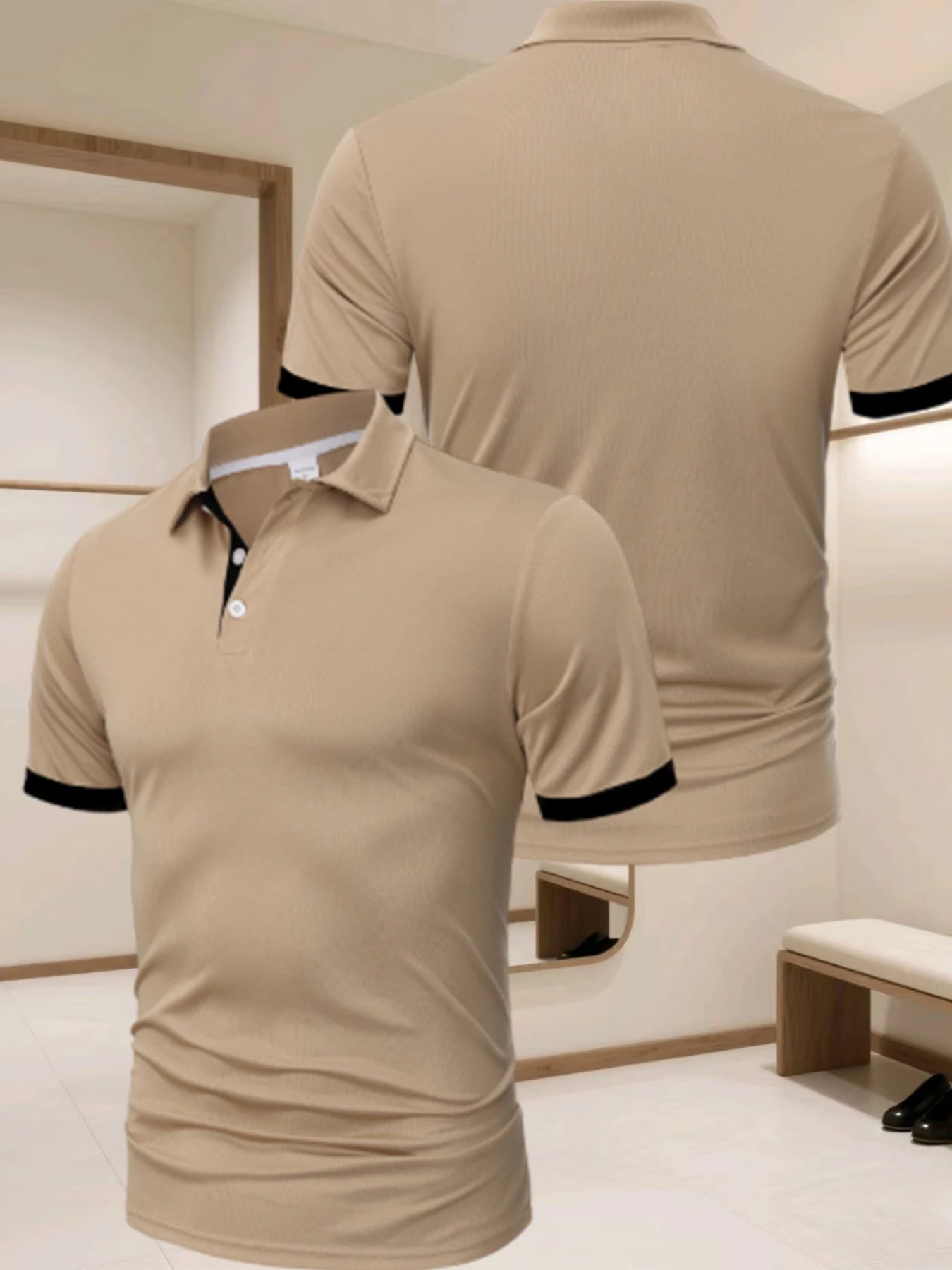 Haut de polo pour homme, haut de t-shirt de sport d'extérieur contrastant, polo de sport d'extérieur respirant pour homme, polo contrastant tendance