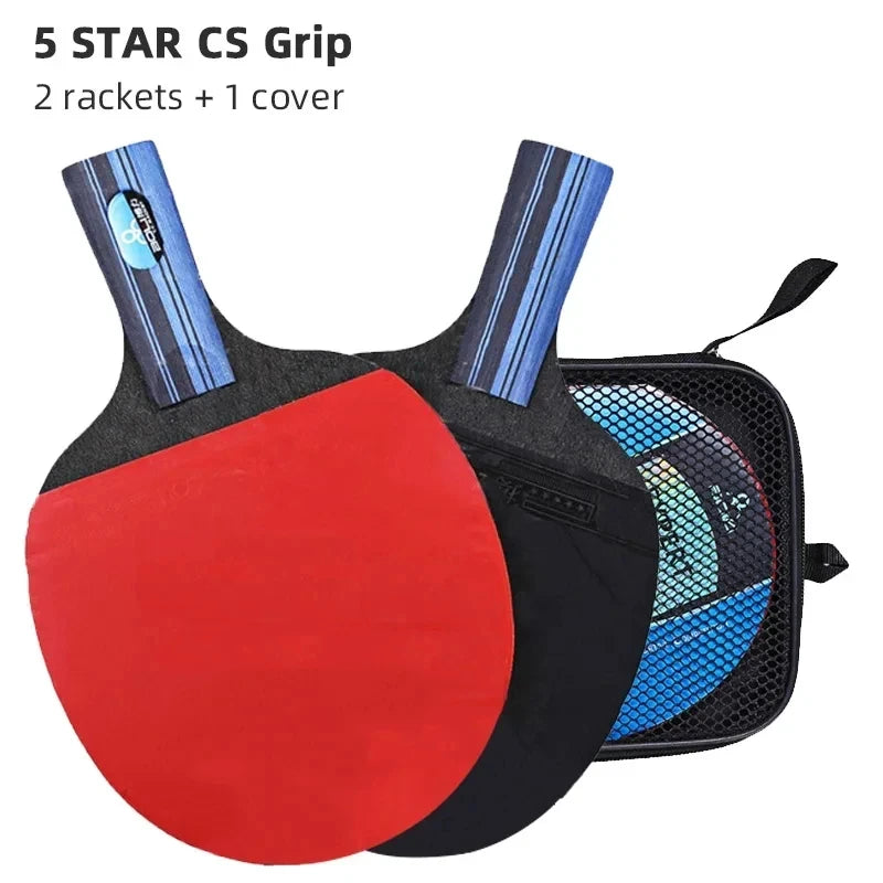 5/6 Sterne Tischtennisschläger 2 Stück Professionelles Tischtennis-Schlägerset Noppen-innen Belag Hochwertiges Holzschläger mit Tasche