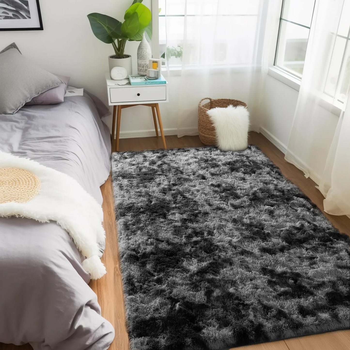 VIKAMA Teppich im minimalistischen Stil für Wohnzimmer, flauschiger und rutschfester Teppich für Kinderzimmer, Badezimmerteppich, Heimdekoration