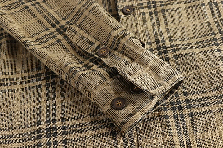 Fashionable Checked Cotton Shirt for Men, Ideal for Autumn Casual Wear, Washable Thin Jacket