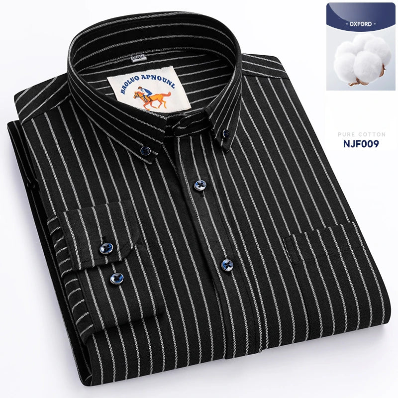 Chemises Oxford à manches longues en 100 % coton pour homme, grandes tailles 8XL, coupe ajustée, unies ou rayées, pour le bureau, couleur blanche, tenues professionnelles
