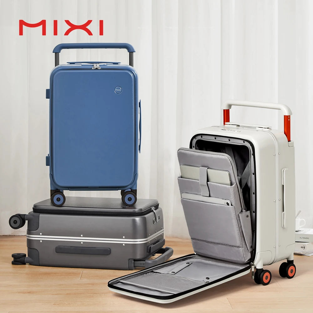Mixi New Design Wide Handle Koffer Herren Handgepäck Damen Reise Trolley 20 Zoll Kabine PC Aluminiumrahmen M9275