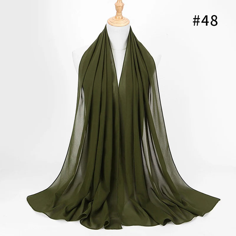 Hijab musulman en mousseline pour femmes, écharpe en mousseline bulle, voile pour femmes, musulmanes, islamiques, de couleur unie, malaisiennes, écharpes foulard musulman