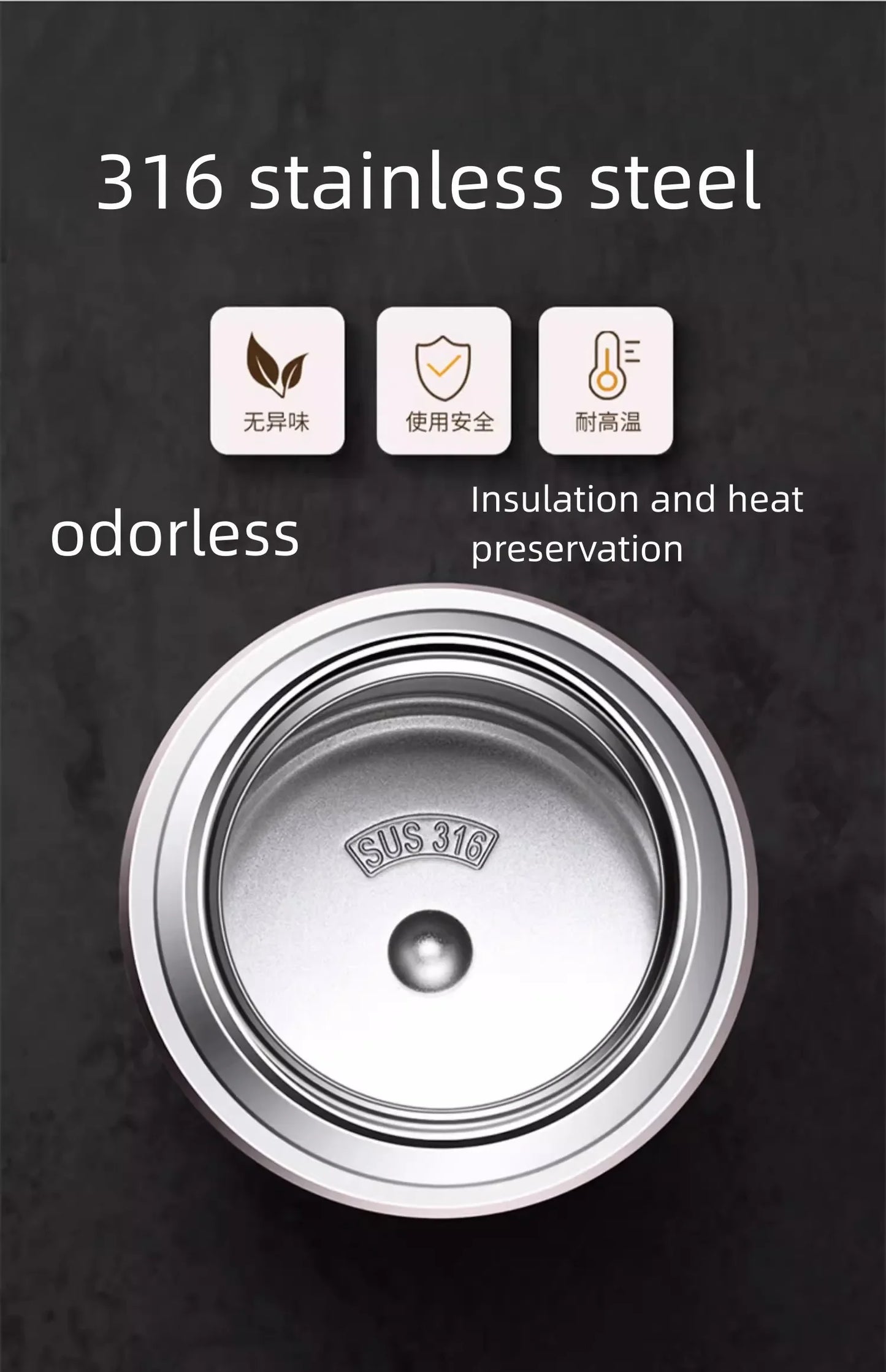 Thermos alimentaire 600/800/1000 ml, pot alimentaire isotherme sous vide en acier inoxydable 316 avec cuillère, boîte à lunch pour enfant avec sac de transport isotherme