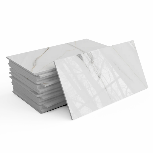 24/48/96pcs Marble White Crystal Ceramic Tile Wallpaper Kitchen And Bathroom Self-Adhesive Waterproof PET Foam 3d Wall Sticker