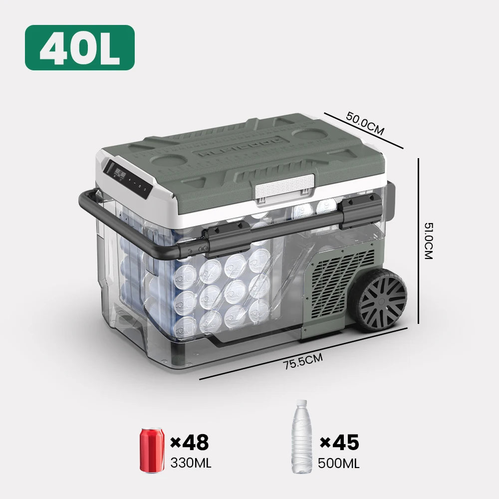 Réfrigérateur/congélateur portable à compresseur Elite 40L 50L 60L pour voiture 12/24V DC 100-240V AC Mini réfrigérateur pour camping, barbecue, ultime