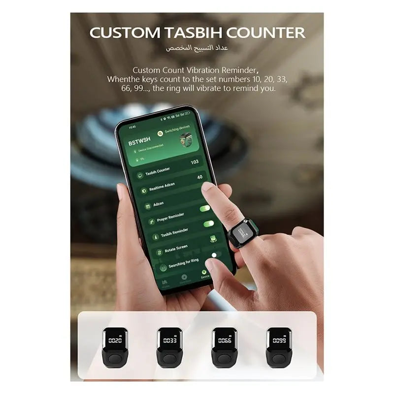 【PUBLICITY】Smart APP Ring Counter Digital Display Counter Bluetooth Counting Ring Time Reminder Wearable Tasbih Zikr Ring