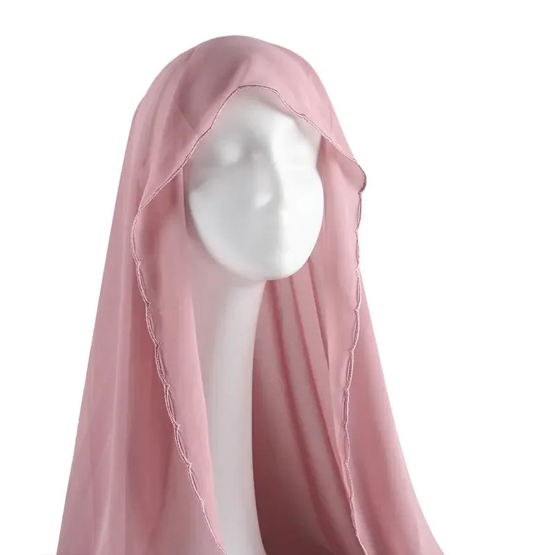 Châles Hijab en mousseline de soie pour femme, écharpe en dentelle, foulards unis, foulards pour femme, voile musulman 70*180cm
