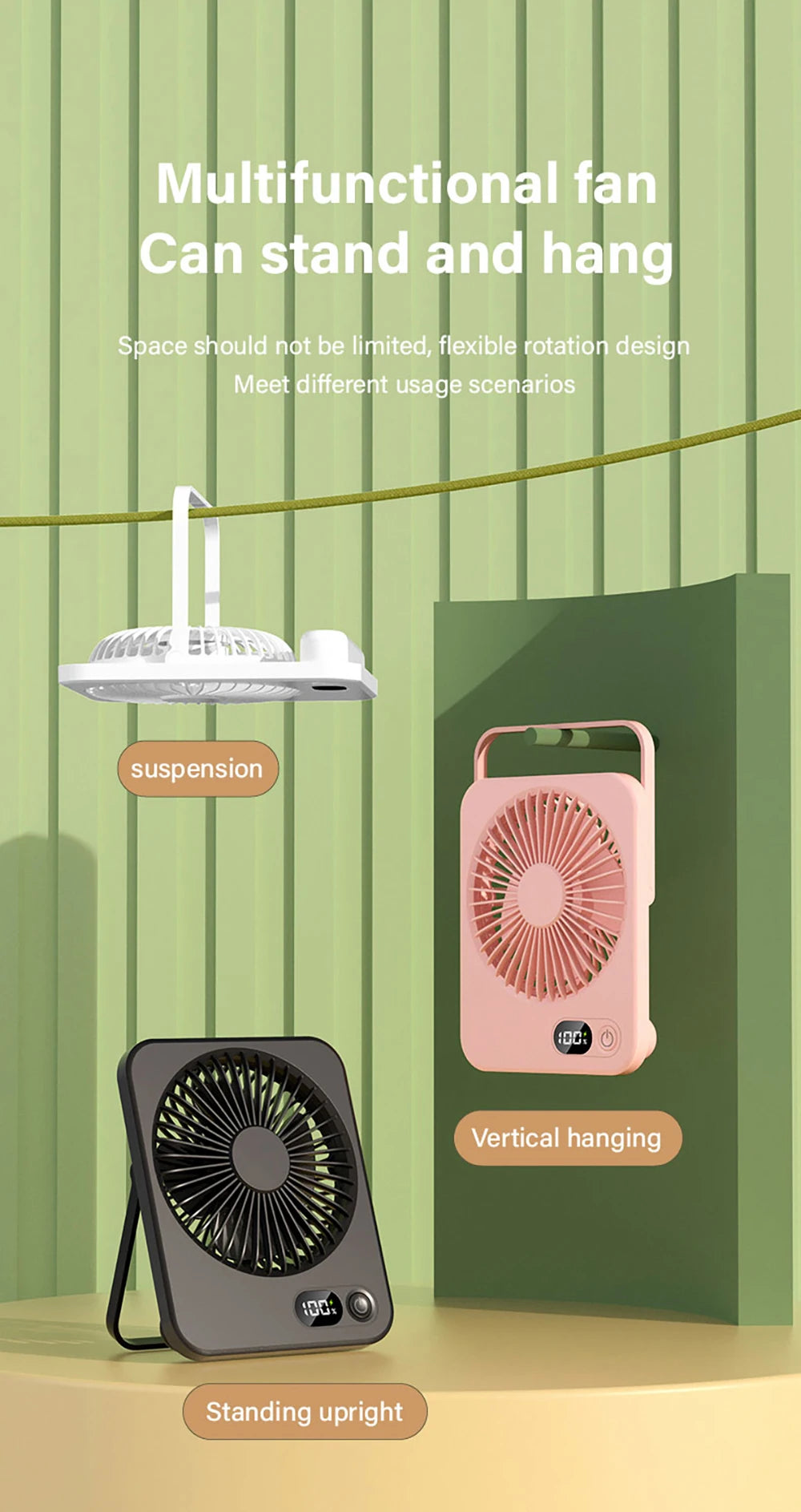 Mini ventilateur portable USB, ventilateur de bureau rechargeable, ventilateur de table pour bureau, ventilateur mural 5 vitesses, ventilateur de bureau, ventilateur portable pour étudiants, bureau, maison