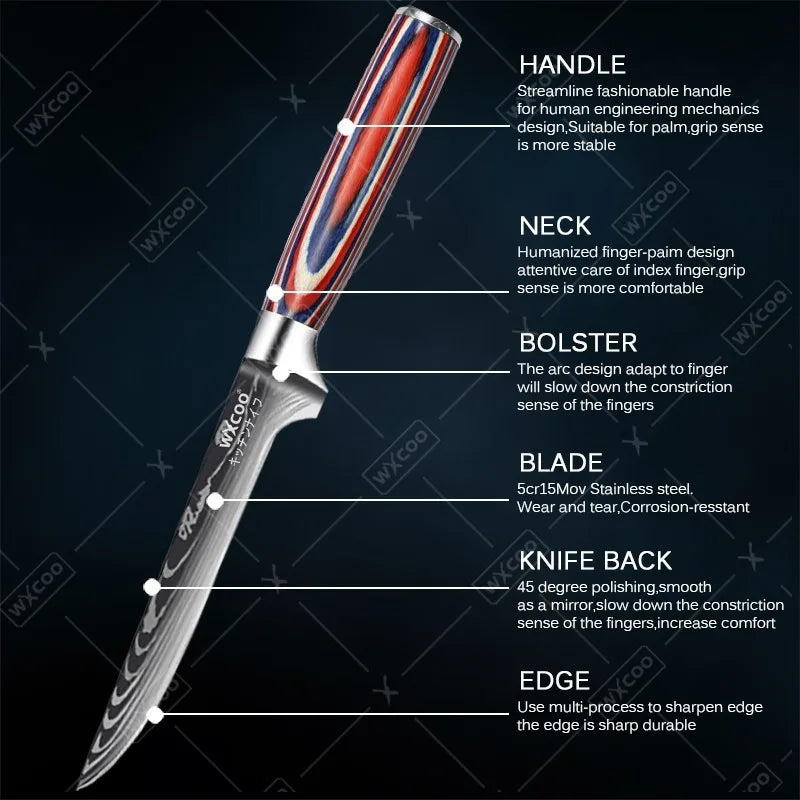 Professional Kitchen Chef's Knife Damascus Japanese Santoku Slicing Knife Meat Cleaver Stainless Steel Butcher Knife with Box