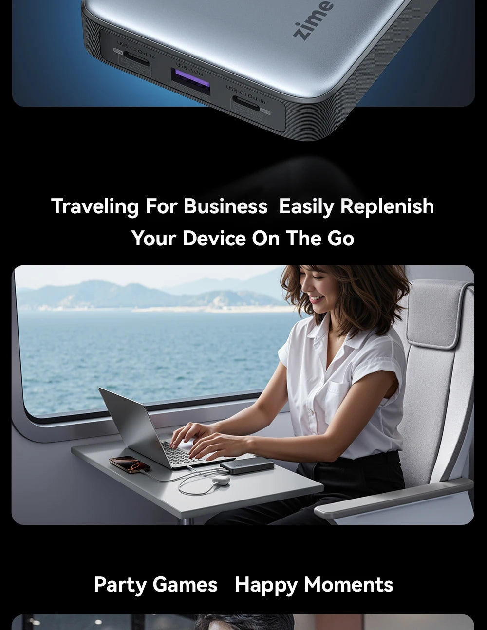 zime Z5 145W PowerBank 25000mAh PD Fast Charging High-wattage Portable Charger For Laptops And Phones With External Battery