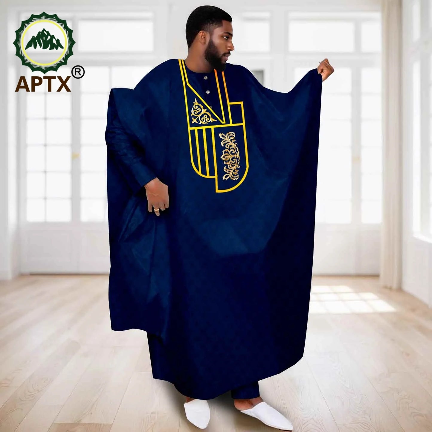 APTX Afrikanische Kleidung für Herren Muslimischer Kaftan Weiß Traditionelle Hochzeit Party Anzug Hemd Hose 3-teiliges Set Dashiki Agbada Ramadan 2516047