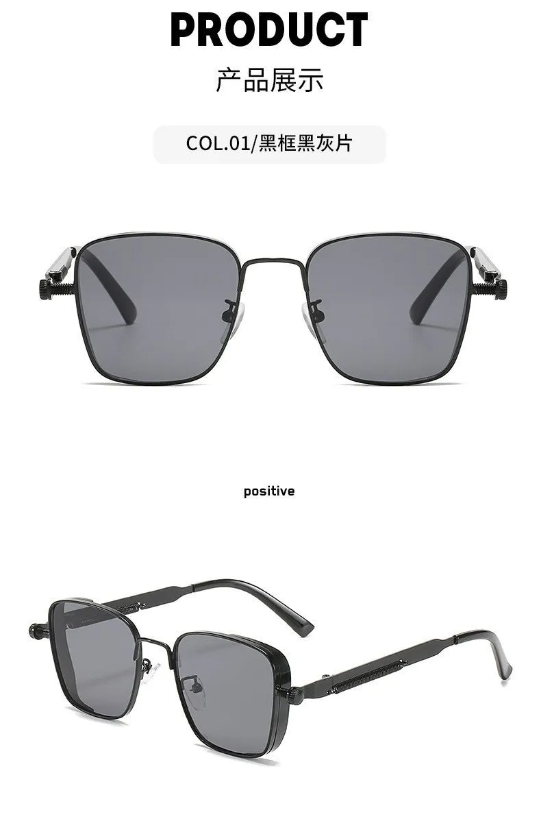 New Eyeglasses Vintage Steampunk Square Metal Sunglasses Fashionable Versatile Unisex Eyewear Unique Statement Style Sun Glasses