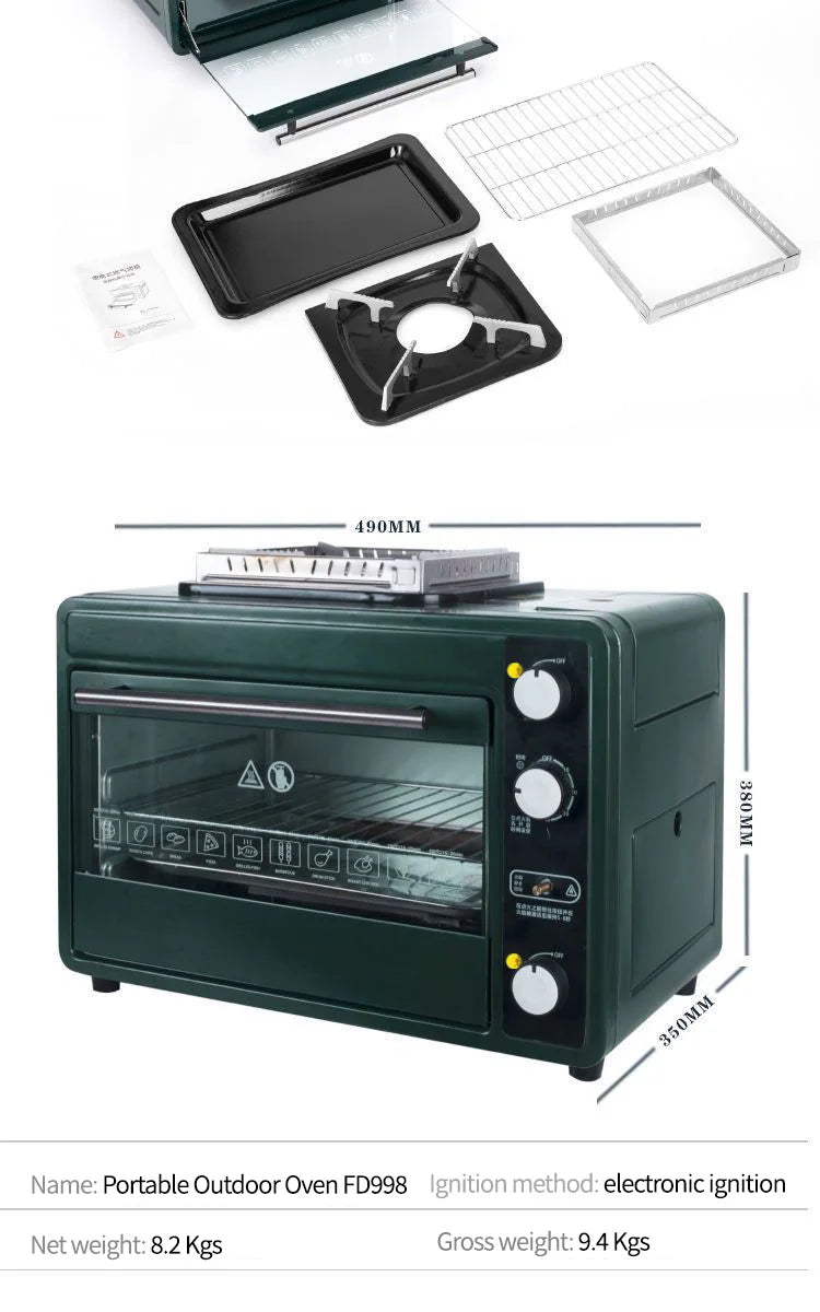 2025Home Four à pizza extérieur multifonction au gaz, réchaud de camping au gaz 2 en 1, four cassette, petit four de cuisson portable