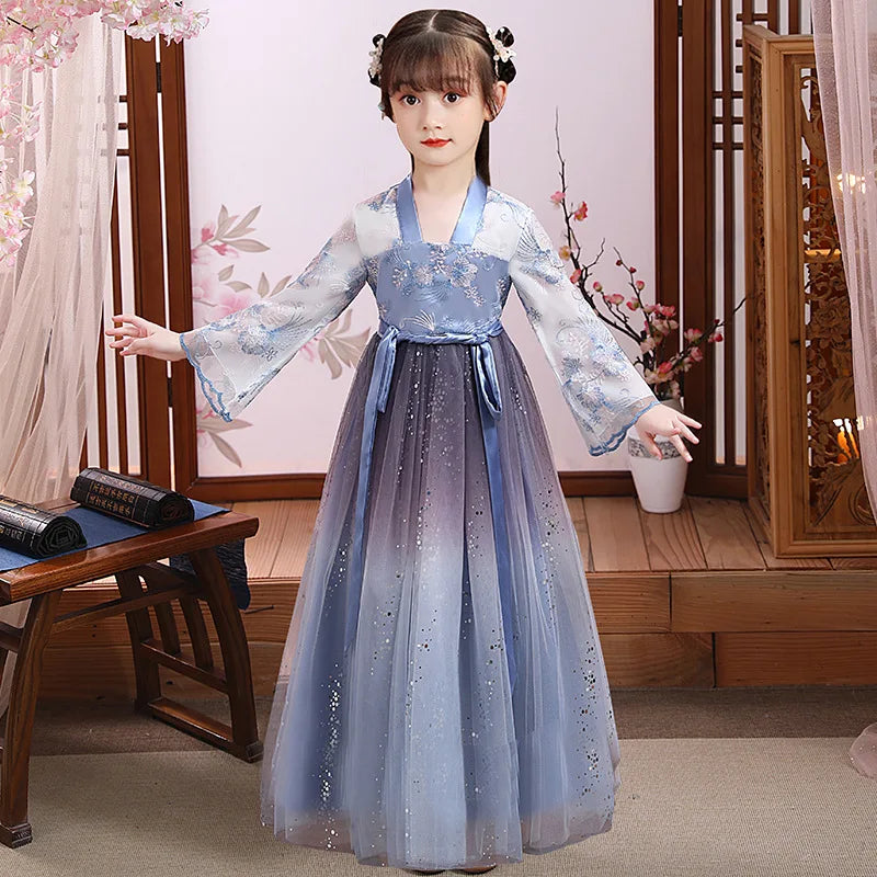 Robe chinoise Hanfu moderne pour fille, tenue d'Halloween de fée, Vêtements pour enfants, Vestidos, Costume traditionnel de Cosplay, Robes pour filles