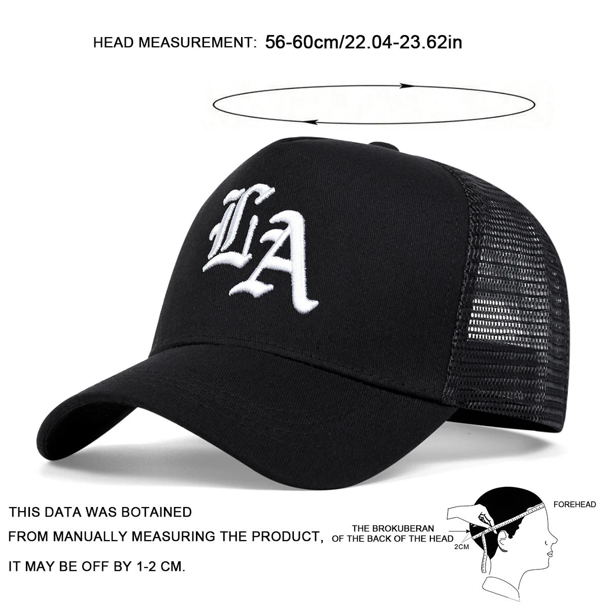 Unisex LA Stickerei Baseball Netzkappen Hip Hop Cap Frühling Sommer Outdoor Verstellbare Freizeithüte Sonnenhut