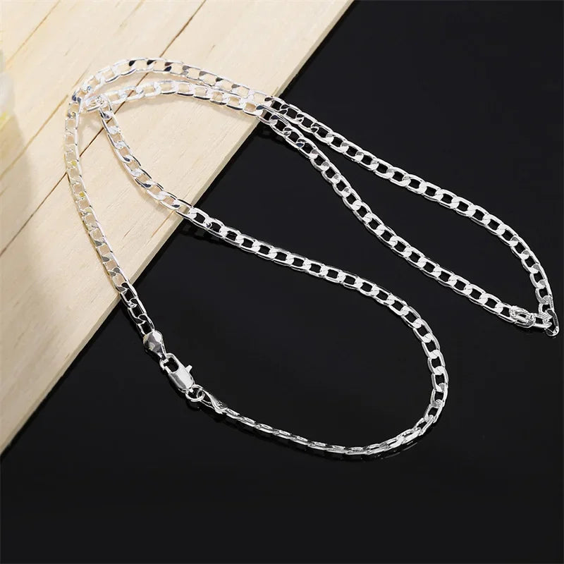 Herren 925 Sterlingsilber Halskette 2/4/6/8/10/12MM 40-75cm Panzerkette Collier Karabinerverschluss Herren Und Damen Verlobungsschmuck