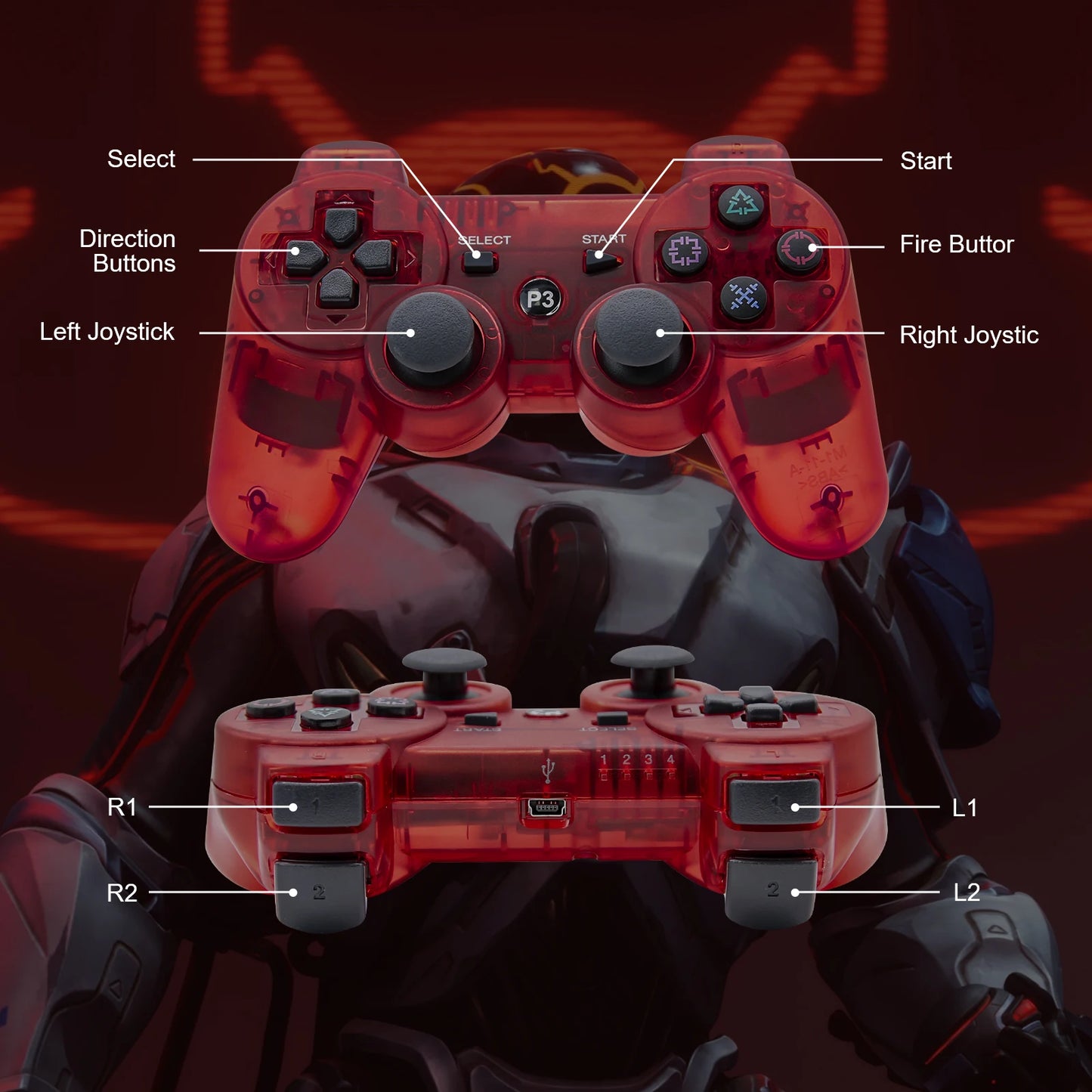 GOMROMBO Game Controller For Playstation 3/PS3/PC/Android Wireless BT Gamepad 6 Axis Gyro Dual Motor Vibration Gaming Joystick