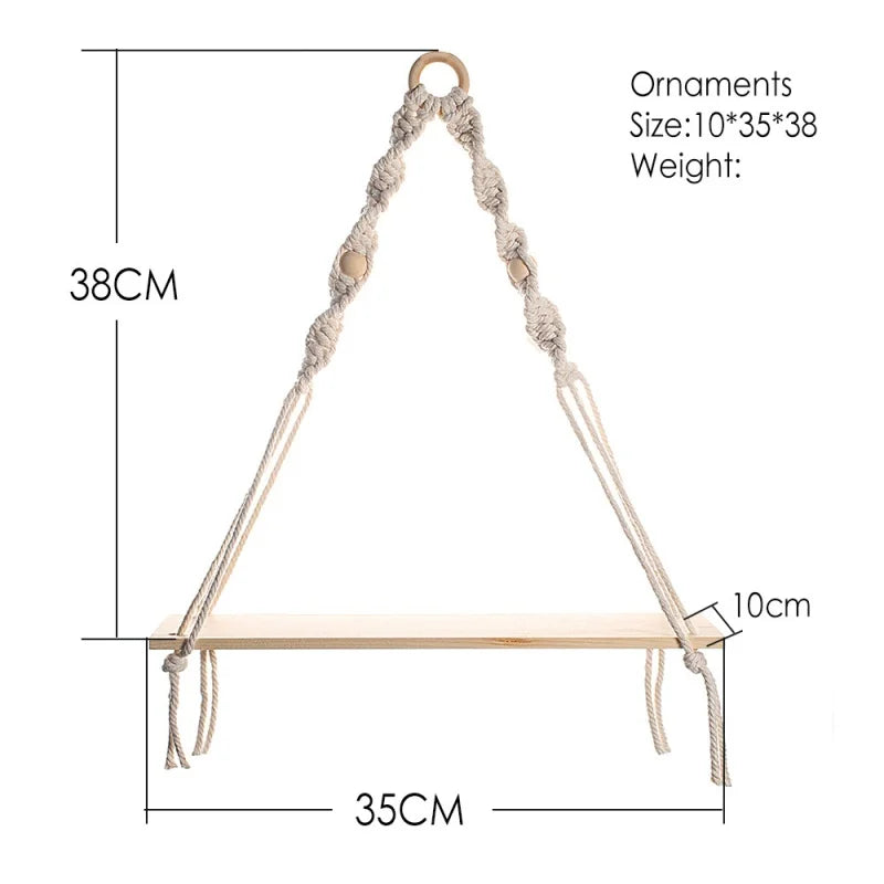 Makramee Wandregal, schwebendes Wandregal, Boho-Wohndekor, Wandregale, Holzdekoration für Schlafzimmer, Wohnzimmer, Kinderzimmer, Geschenk