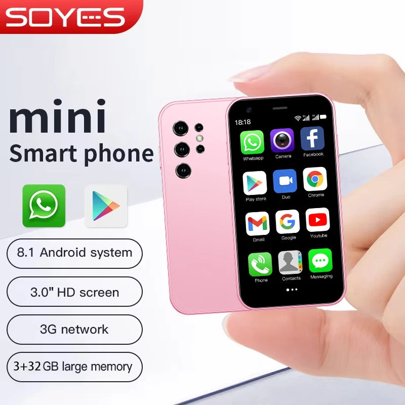 SOYES S23 Pro Mini Smartphones Android 8.1 Dual SIM 3.0'' HD 1000mAh Battery WIFI Bluetooth 3G Small Mobile Phone