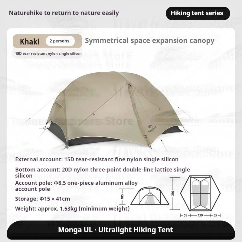 Naturehike Mongar UL BASE PRO 123 People Tent Trekking Backpacking Shelter Tent 20D Nylon Waterproof Ultralight Outdoor Camping