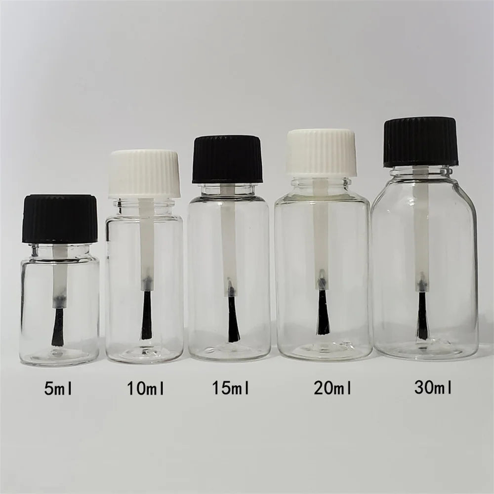 Empty Nail Polish Bottles With Brush Cap Refillable Plastic Jars Leakproof Storage Liquid Paints Pots DIY Crafts Containers