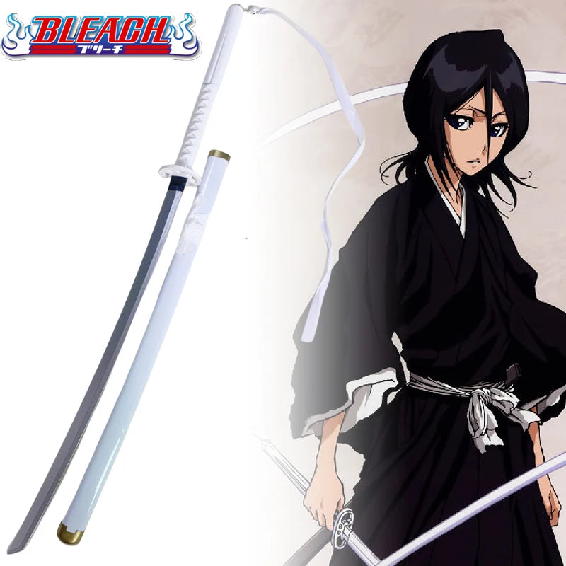 104cm Anime Bleach Katana Kuchiki Rukia Sword Cosplay Prop Wooden Ninja Knife Real Size Japanese Katana Samurai Sabre Kid Toy