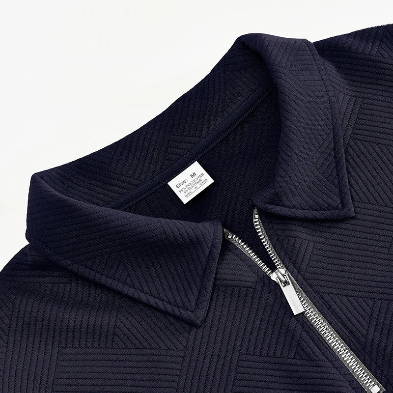 24 grenzüberschreitendes beliebtes Herbst-Langarm-Revers-Reißverschluss-Herren-Freizeit-Poloshirt