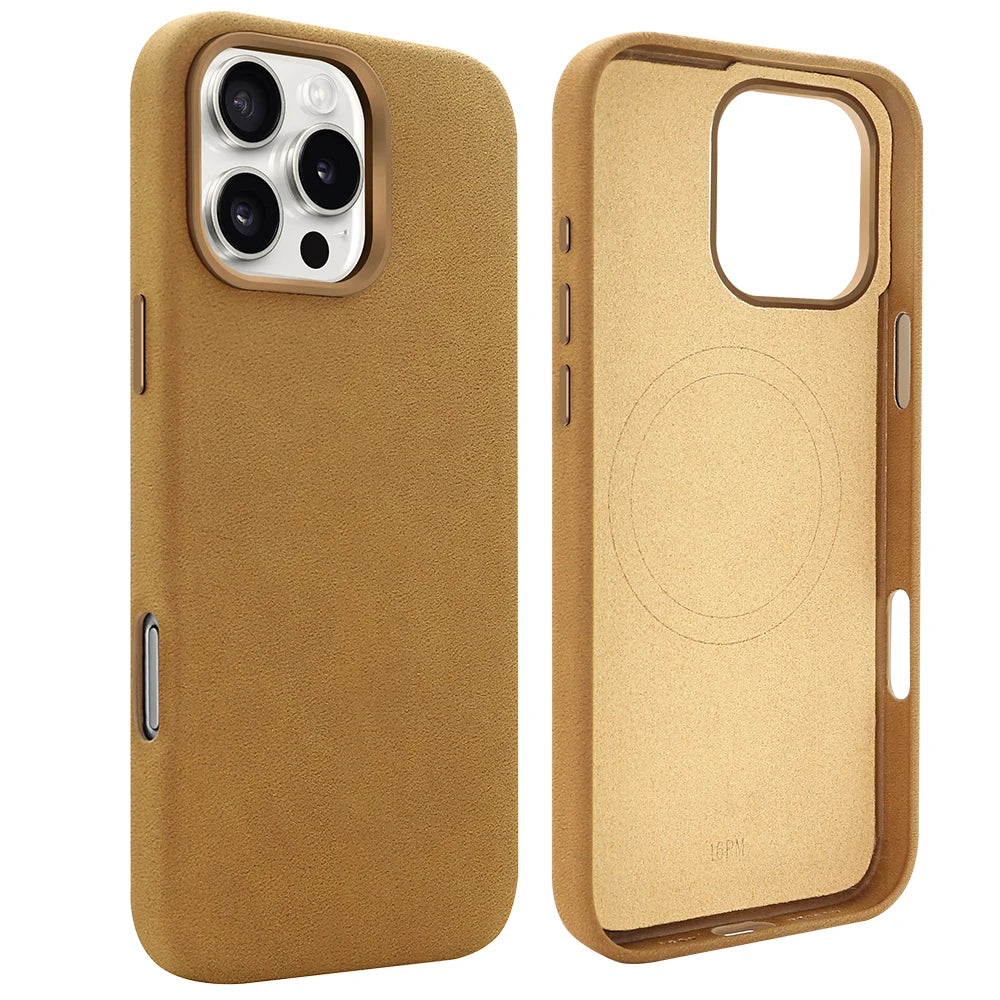 Suede Phone Case for iPhone 17 pro with Magnetic Wireless Charging Anti-Drop Cover Compatible with iPhone 17 16 15 pro Max