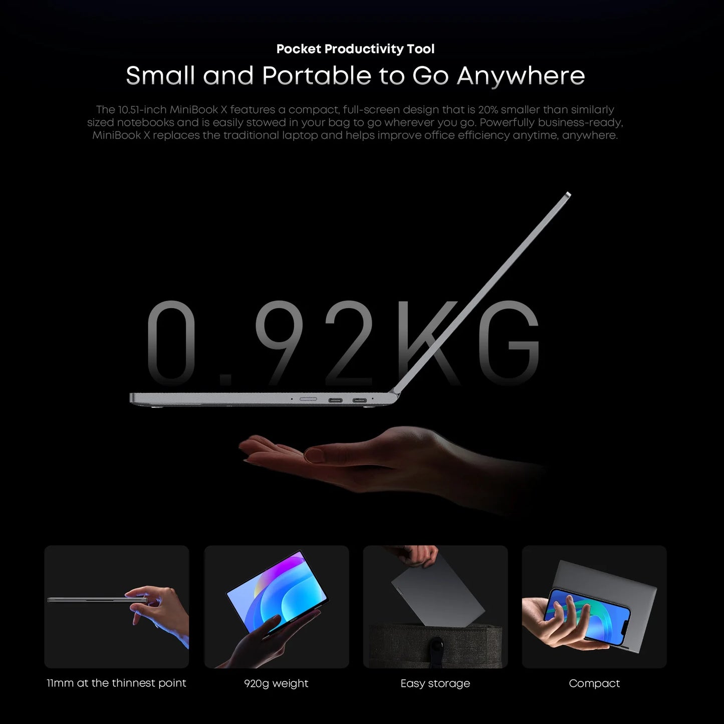 CHUWI MiniBook X Laptop Tablet 2-in-1 Intel N150/N100 10,51" FHD IPS Bildschirm 16GB / 12GB RAM LPDDR5 512G SSD Windows 11 Notebook