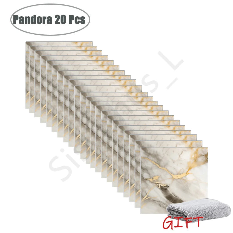 Simulated Thick Marble Tile Wall Sticker PVC Waterproof Self-adhesive Living Room Toilet Kitchen Home Floor Sticker