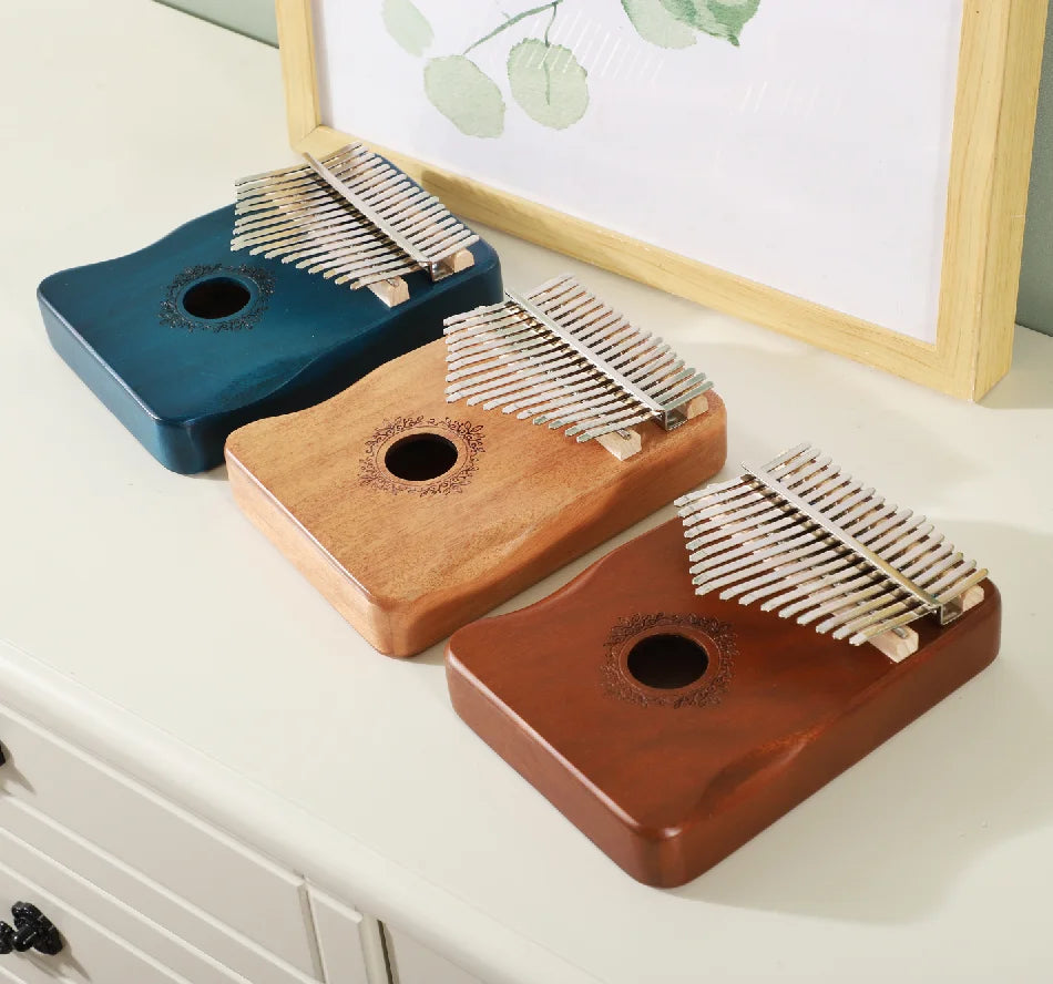 Kalimba Musikinstrument Daumenklavier 17 Tasten Mahagoni Holz Fingerklavier Kombinationsgeschenke für Kinder Tragbares Mbira Fingerklavier