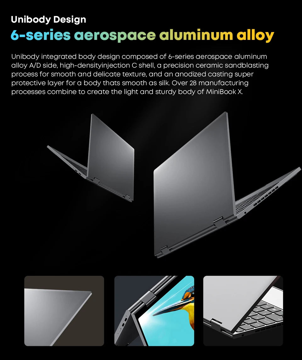 CHUWI MiniBook X N150 Laptop 10,51 Zoll 16 GB / 12 GB RAM 512 GB SSD 2-in-1 Yoga-Modus Intel Windows 11 Notebook 360° klappbar WiFi 6
