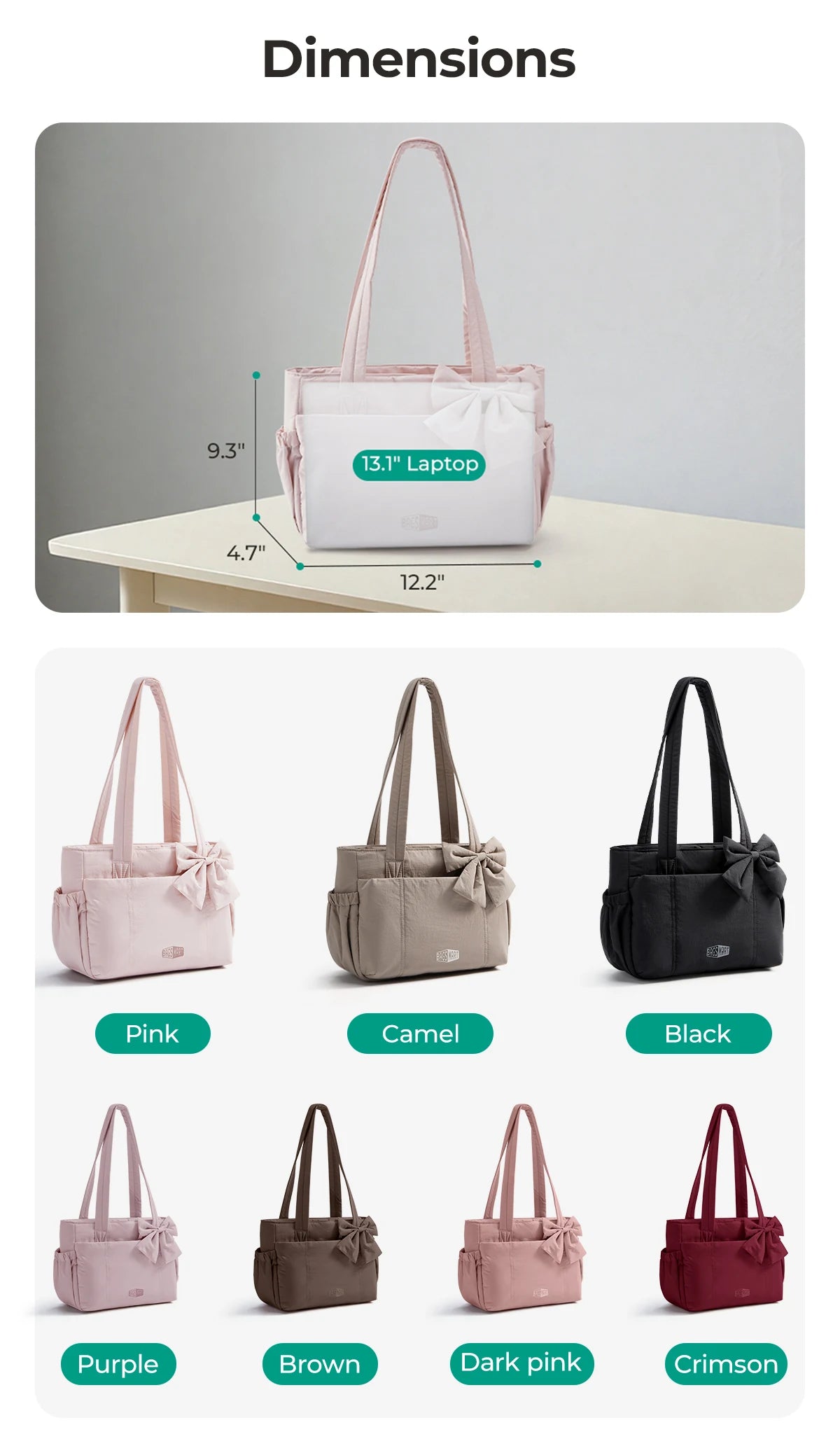 BAGSMART Vielseitige Reise-Tragetasche für Damen, Pendeltasche, mehrere Taschen, Umhängetasche, College-Schultasche, Schultertasche
