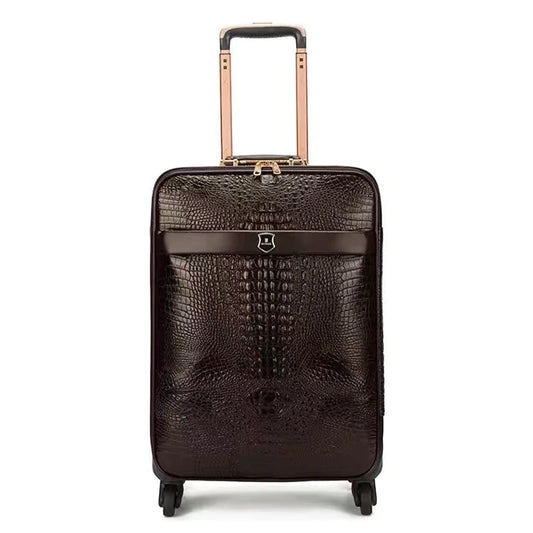 Echtes Leder Kroko-Muster Trolley-Gepäck Universalrad 16/20/24 Zoll Luxus-Reisekoffer für Damen und Herren