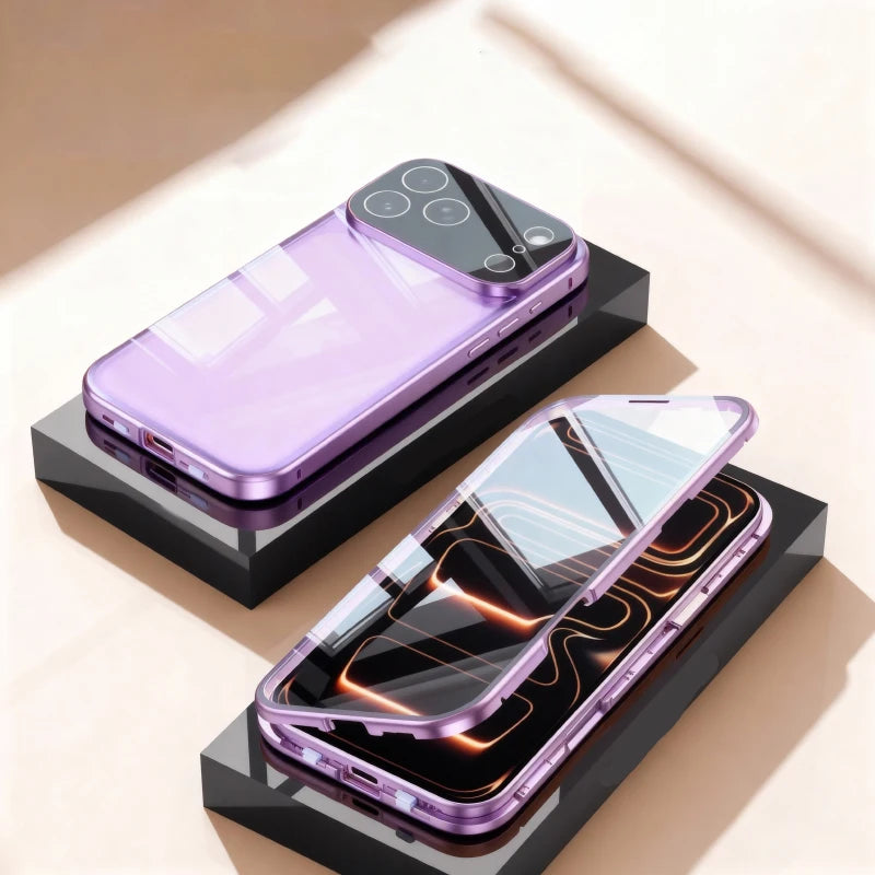 360°-Vollschutz-Metall-Magnet-Doppelseitige Glas-Schnappverschluss-Handyhülle für iPhone 17 Pro Max/17/Air/17 Pro Bumper Cover