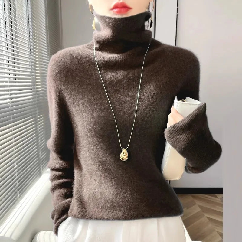 Women Sweater Turtleneck Slim Pullovers Autumn Winter Warm Bottoming Shirts Jumpers Basic High Strecth Korean Knitwear 2026