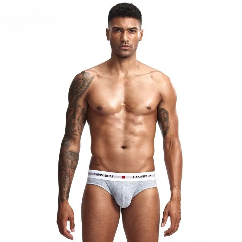 3 Stk. 【LORIEN CREST】 Herren Pure Baumwolle Tiefsitzende Elastische Sexy Lockere Atmungsaktive Jugend Panty-Bund Unterwäsche Sommer Baumwollslips