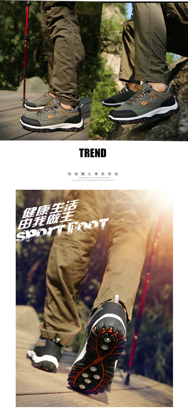 Chaussures de Randonnée pour Homme Camping Course Marche Jogging Baskets Bottes Imperméables Antidérapantes Chaussures de Sport Zapatos Hombre