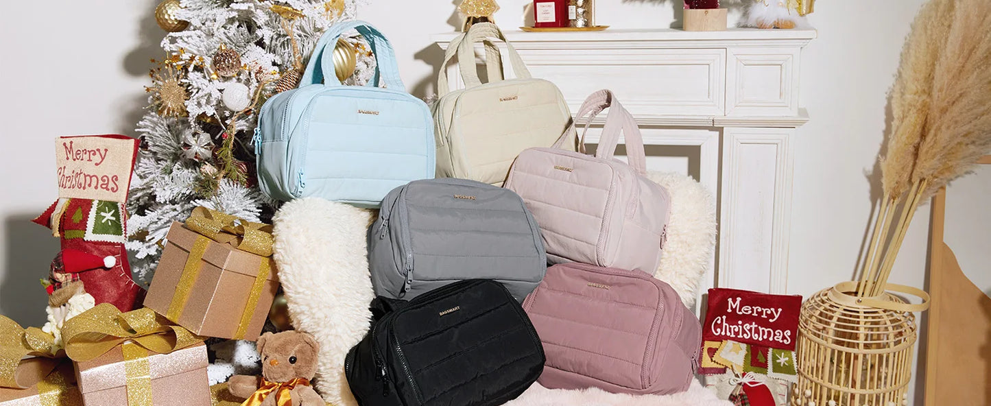 BAGSMART Kulturbeutel mit großer Kapazität, Make-up-Tasche mit Öffnung, tragbare Kosmetiktasche mit Griff für Accessoires und Toilettenartikel
