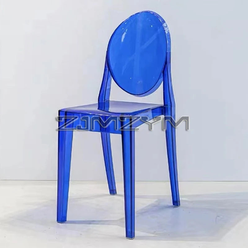 Freizeitstuhl Transparenter Esszimmer-Acrylstuhl Mehrfarbiger Kunststoff Kosmetikmöbel Rückenlehnstuhl