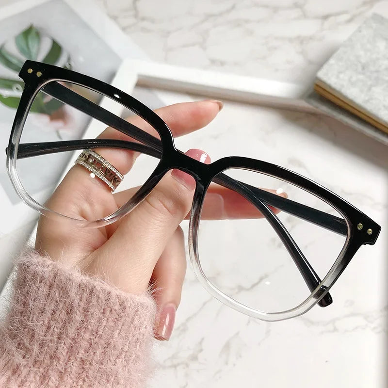 Lunettes de myopie élégantes à monture transparente pour femmes et hommes, anti-lumière bleue, carrées, avec dioptrie négative, monture optique