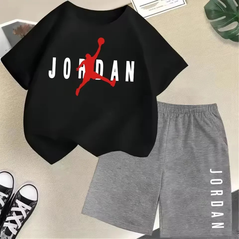 Sommer Kurzarm Kinder Set Slam Dunk Master Muster Print Sport T-Shirt + Shorts 2-teiliges Set Kinder Jungen Mädchen Mode Trainingsanzug