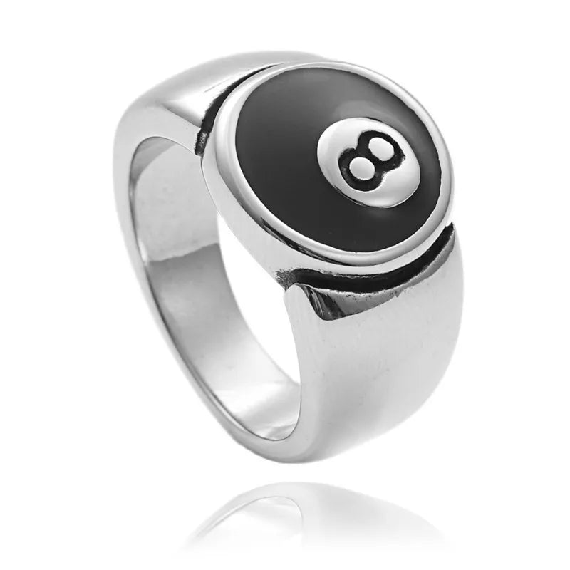 Punk Billard Numéro 8 Boule Noire Bagues En Alliage Métallique Ouverture Réglable Bagues Mode Hip Hop Rock Pour Femmes Hommes Bijoux Cadeau